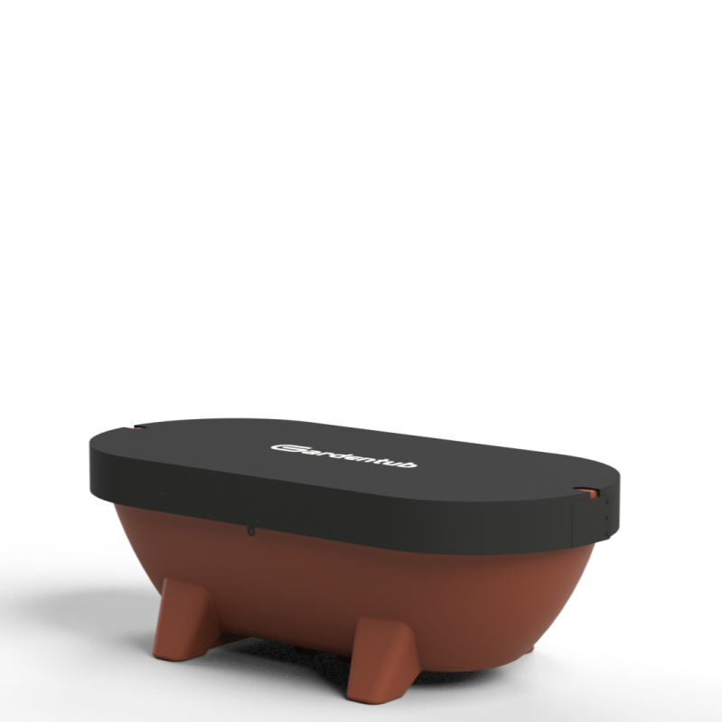 Render van een Terracotta Gardentub met antraciete cover zonder uitsparing