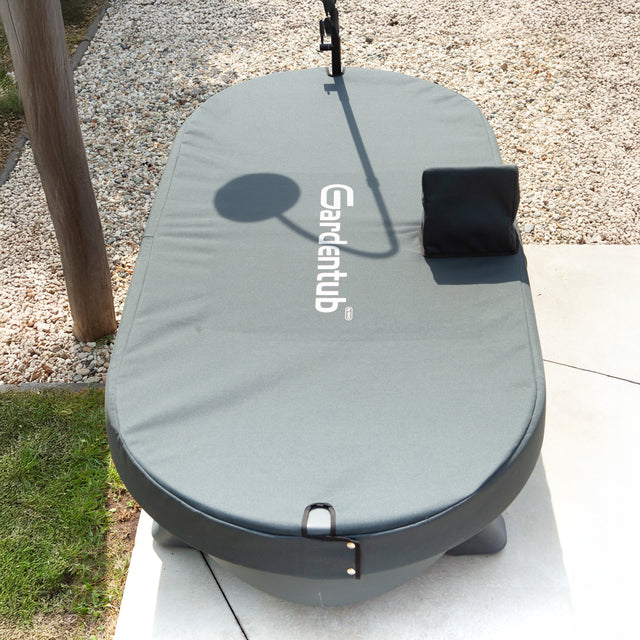 Gardentub met antraciete cover met uitsparing voor de douche
