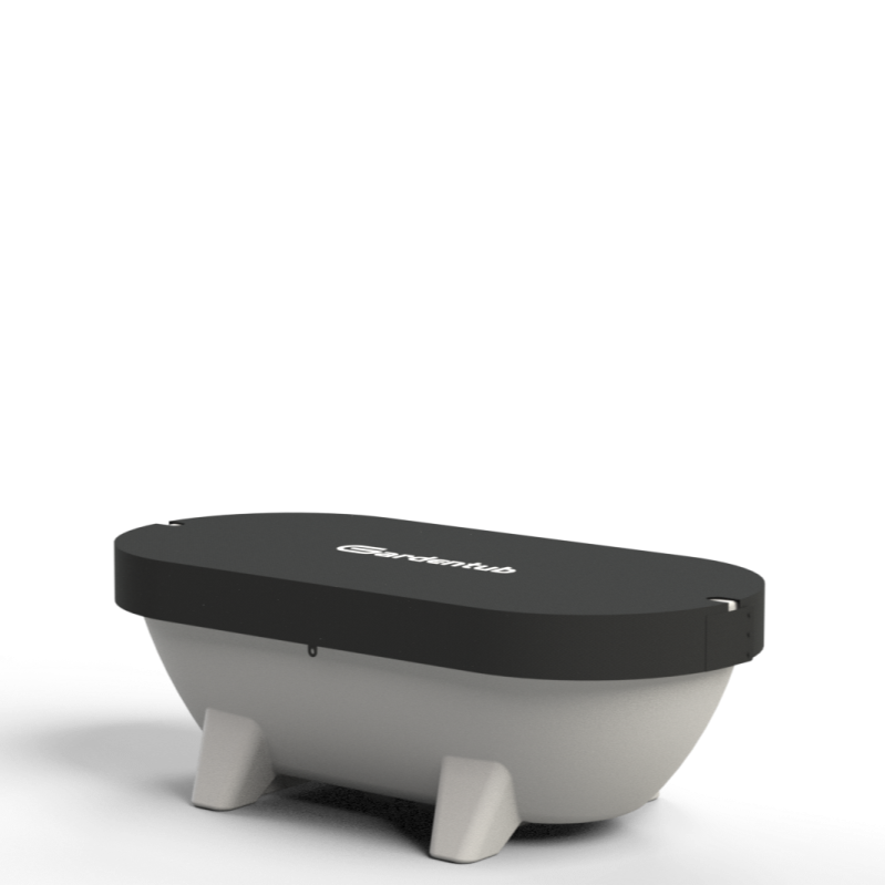 Render van een witte Gardentub met antraciete cover zonder uitsparing